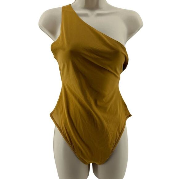 Athleta Sutra One Shoulder Bodysuit Golden Rod Yellow Small - Picture 1 of 7